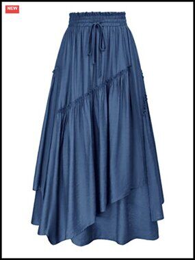 Renaissance Flowy Pirate Maxi Skirt with Pockets A-Line Tiered